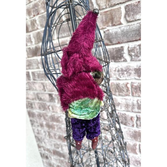 Vintage 90's Old Man Forest Elf Ornament Velour Clothes Christmas Handma… - Picture 7 of 12